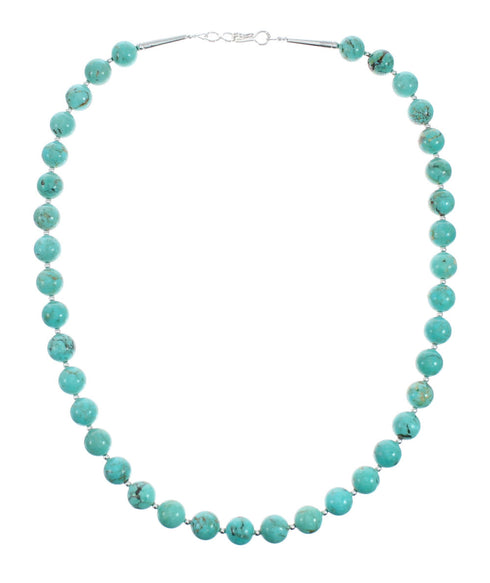 Navajo Turquoise Sterling Silver Bead Necklace TX10197